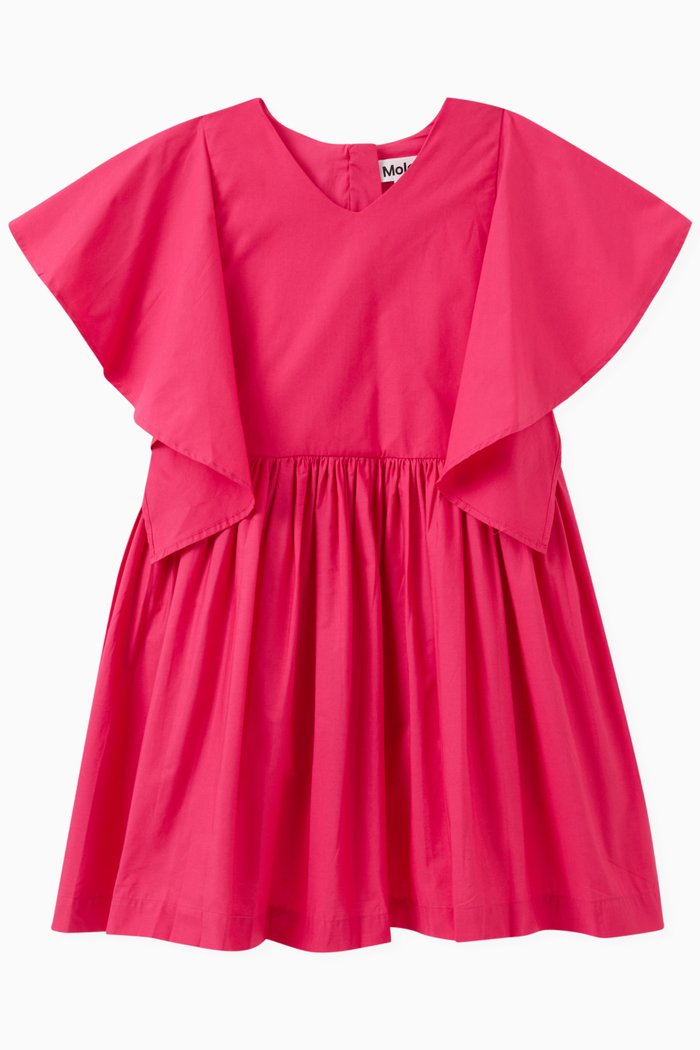 

Gathered Dress in Organic Cotton, Pink