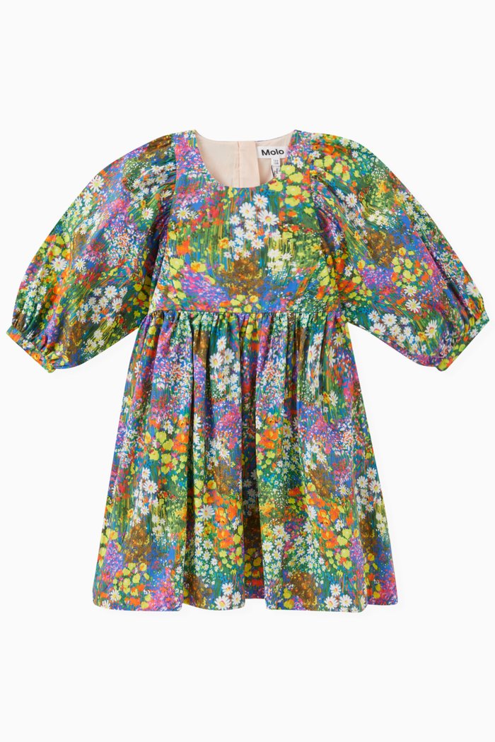 

Floral Dress in Organic Cotton, Green