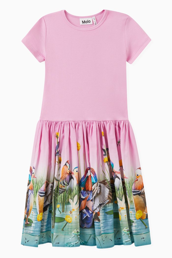 Cissa Printed Dress in Organic Cotton, Pink