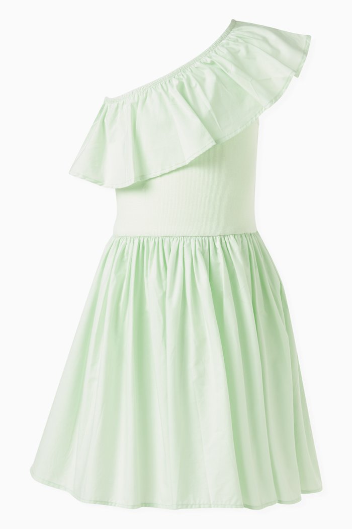 

Chloey One-Shoulder Dress in Organic Cotton, Green