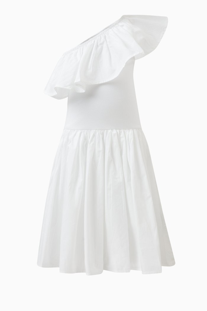 

Chloey One-Shoulder Dress in Organic Cotton, White