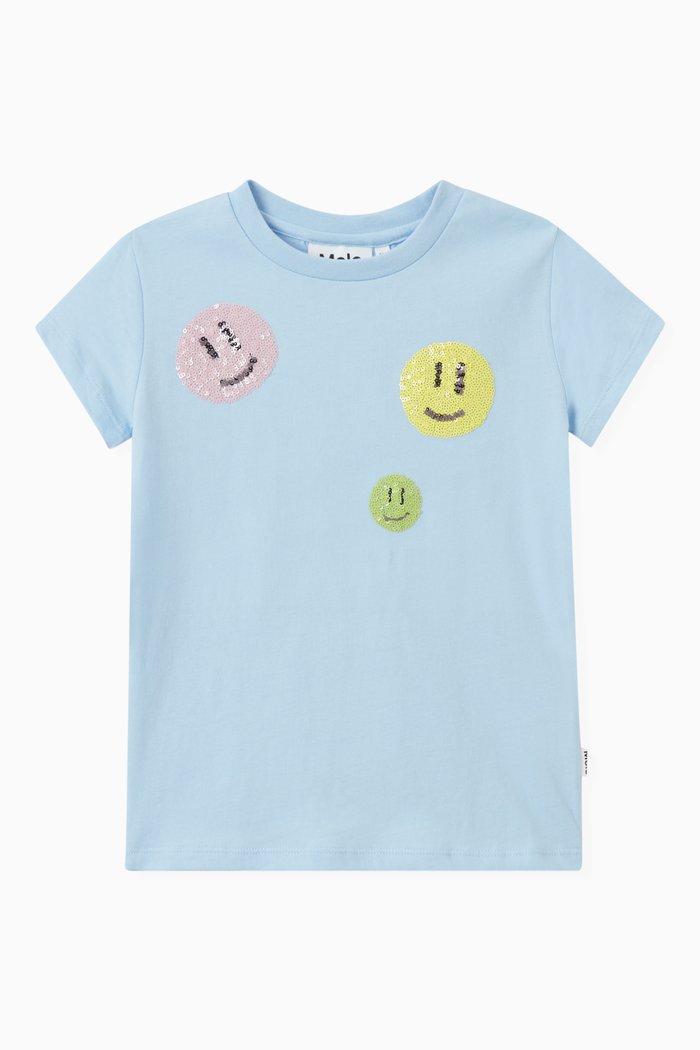 

Smiley T-shirt in Organic Cotton, Blue