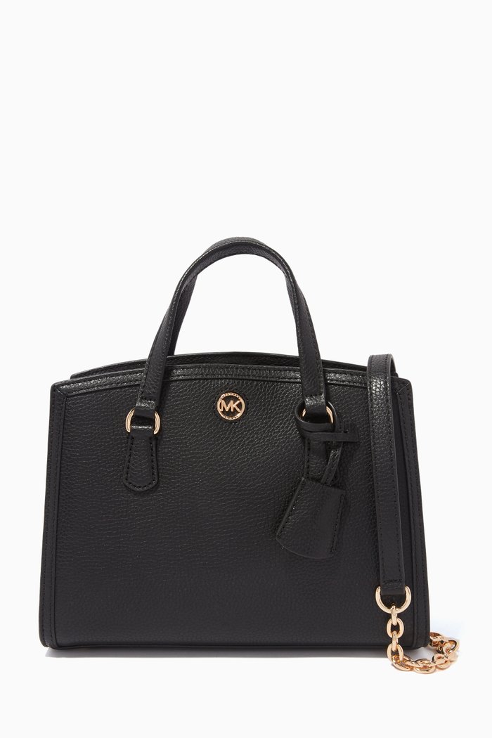 

Small Chantal Satchel Bag in Leather, Black