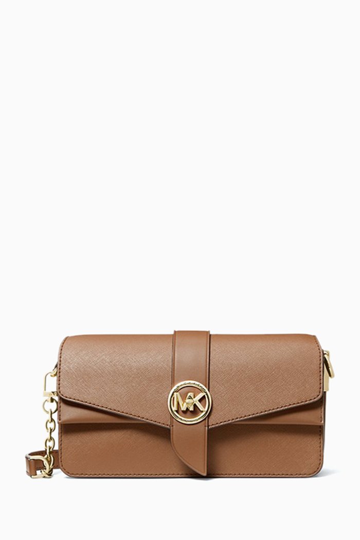

Medium Greenwich Crossbody Bag in Saffiano Leather, Neutral