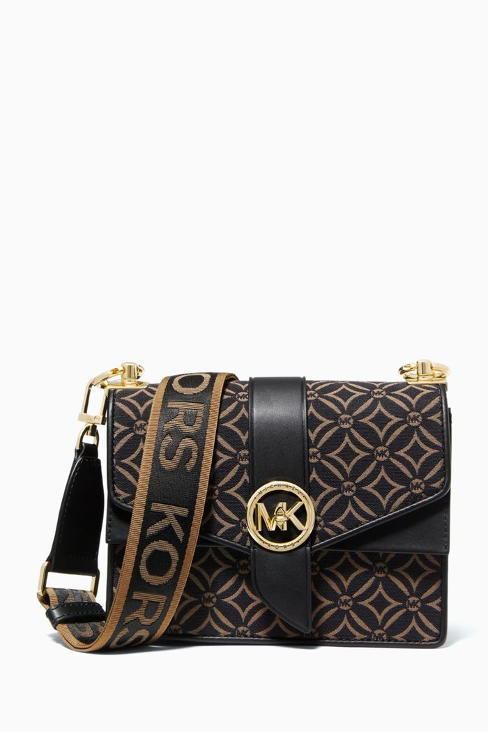 

Small Greenwich Crossbody Bag in Monogram Jacquard, Neutral