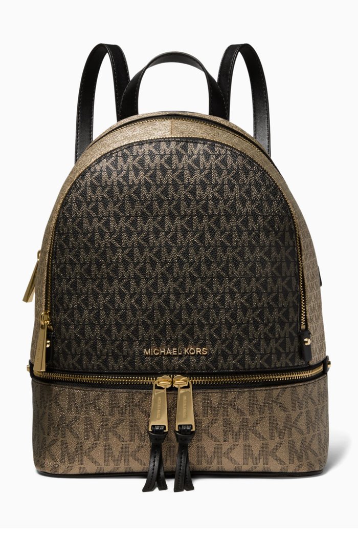 

Medium Rhea Zippered Backpack in Signature Monogram Canvas, Multicolour