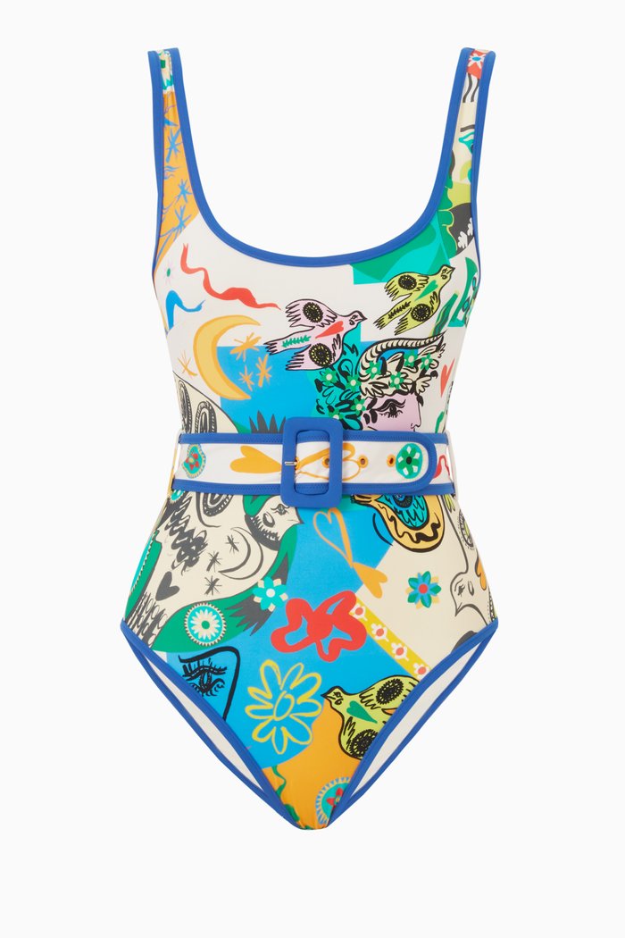 

Soleil Belted One-piece Swimsuit, Multicolour