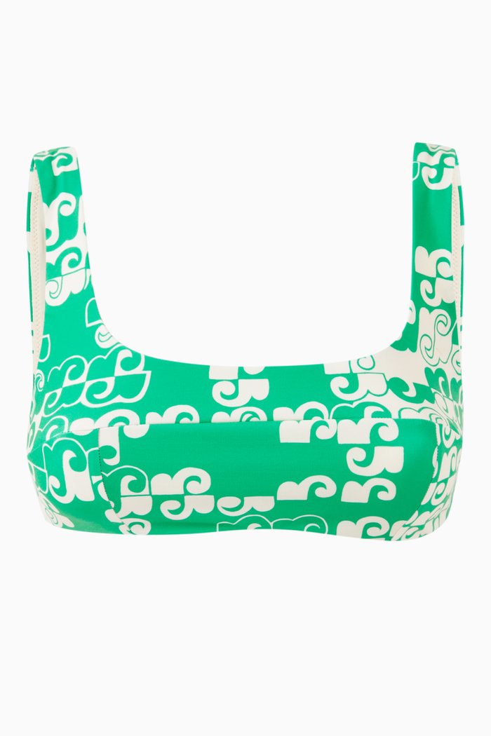 

Louis Square-neck Bikini Top, Green