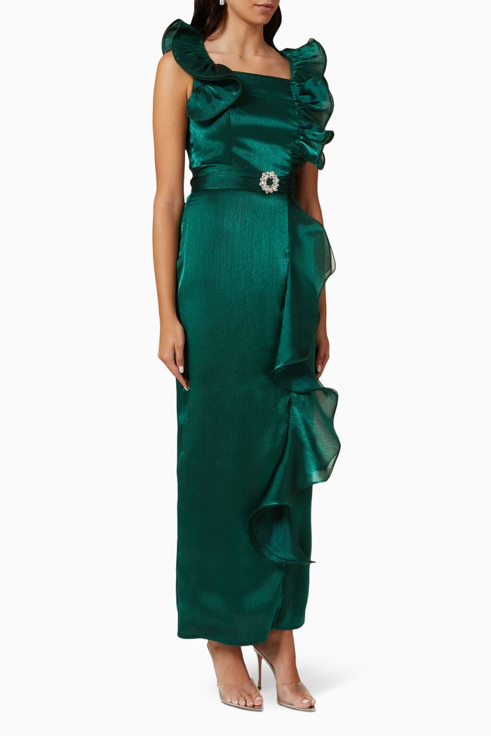 

Ruffle Maxi Dress, Green