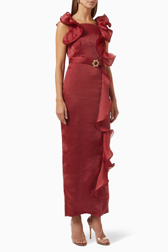 

Ruffle Maxi Dress, Red