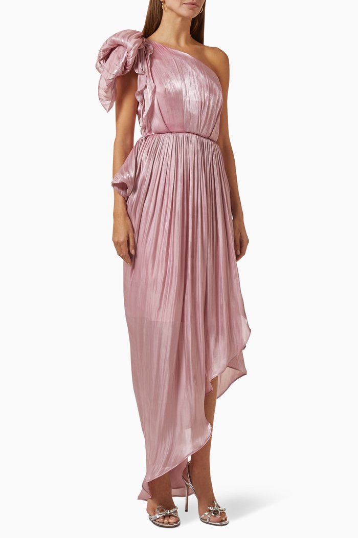 

Asymmetric One-shoulder Midi Dress, Pink