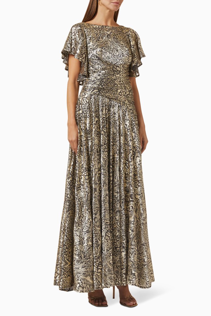 

Textured Metallic Maxi Dress, Black