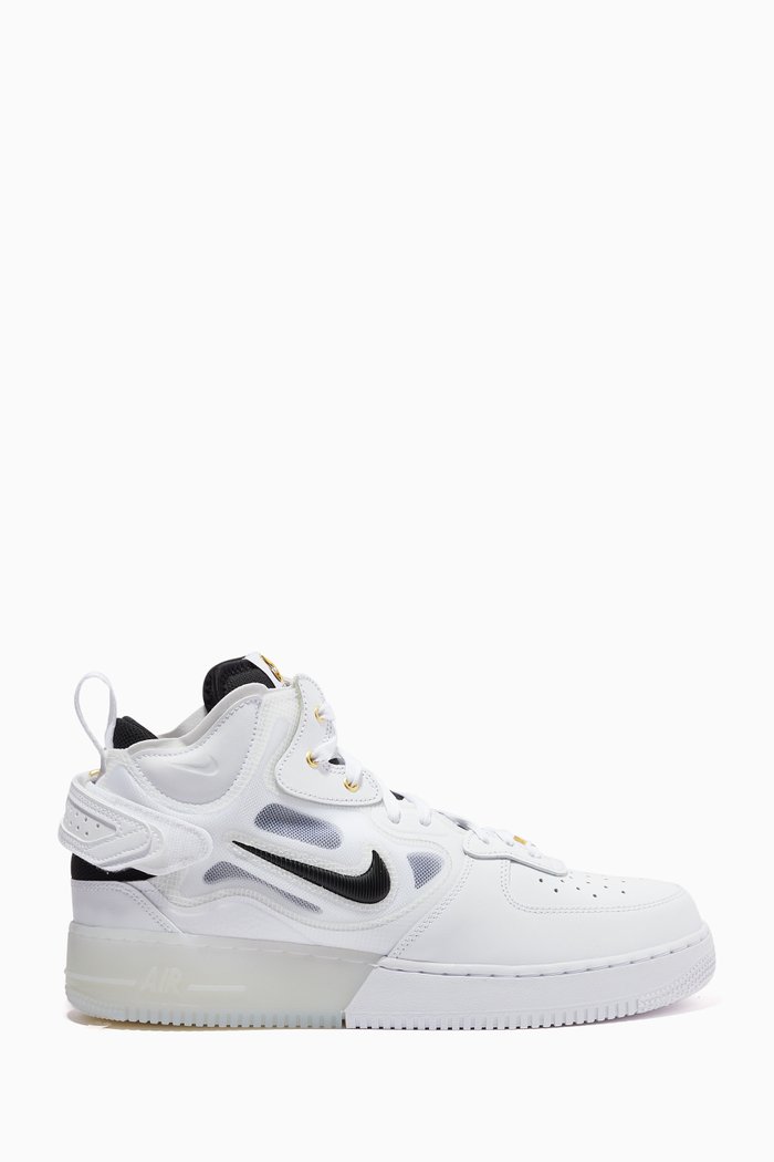 

Air Force 1 Mid React Sneakers in Mesh & Leather, White