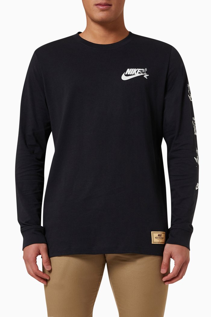 

Sportswear Open T-shirt in Cotton, Black