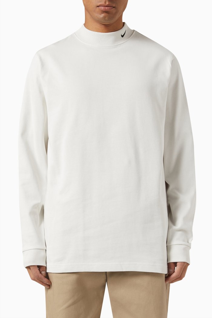 Mock-neck T-shirt in Cotton, Neutral