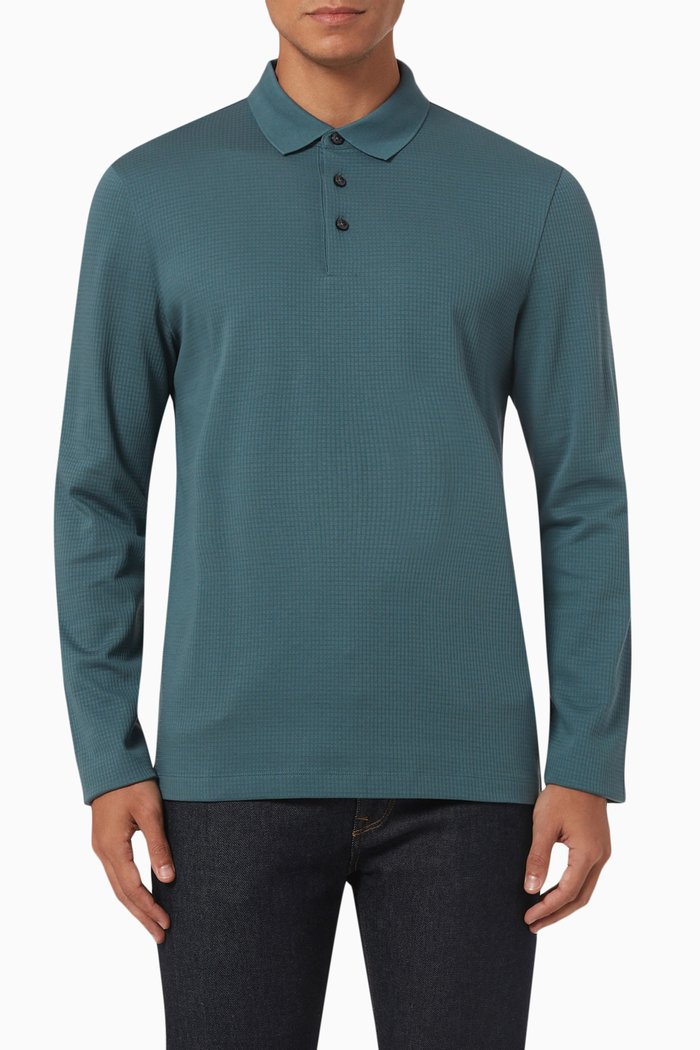 

Pleins 31 Polo Shirt in Cotton Knit, Blue