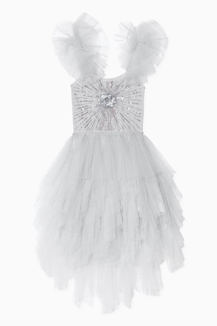 

Starry Sky Tutu Dress in Cotton and Nylon, Silver