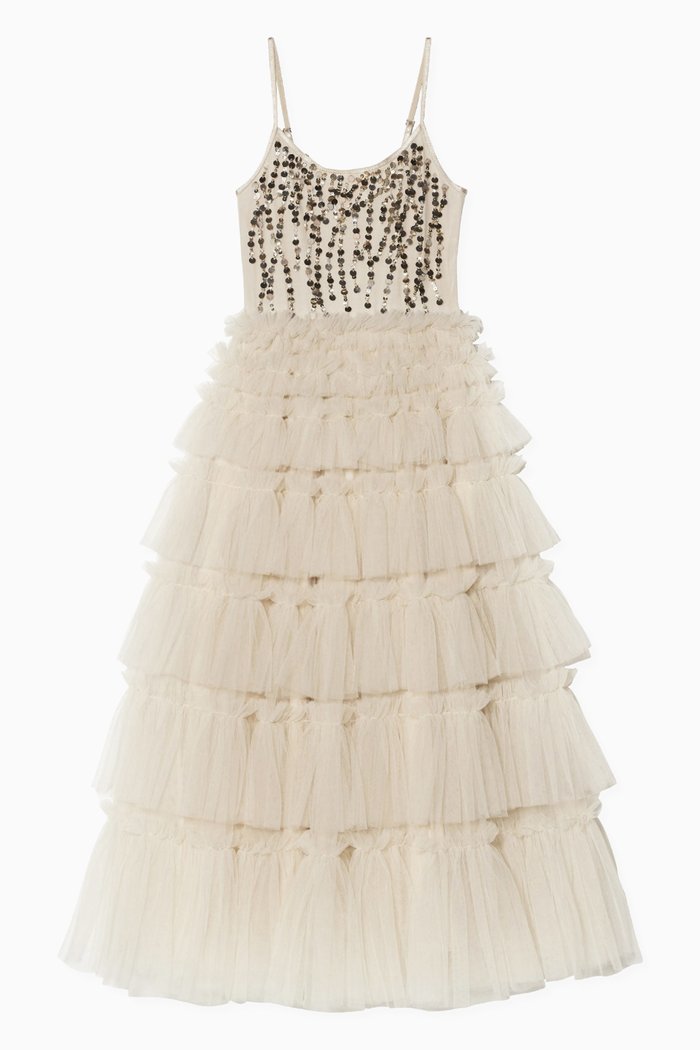 

Golden Flurry Tutu Dress in Cotton and Nylon, Neutral