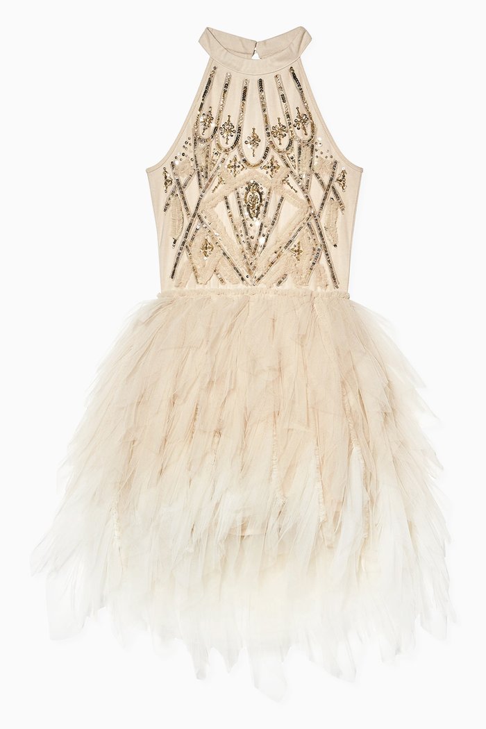 

Golden Peak Tutu Dress in Cotton and Nylon, Neutral
