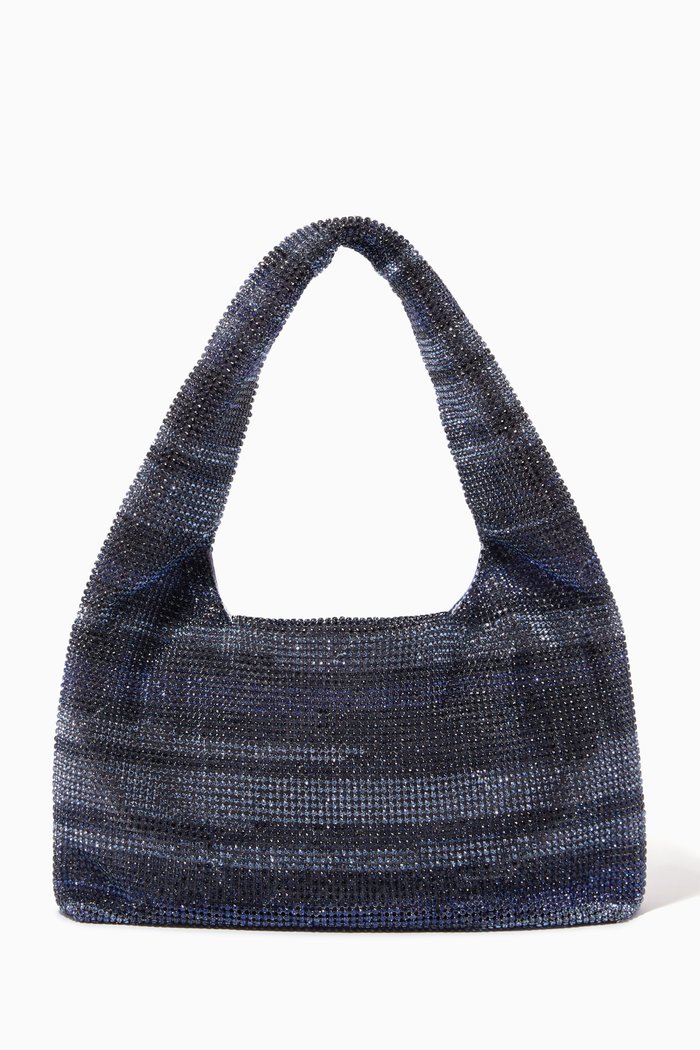 

Mini Striped Shoulder Bag in Crystal Mesh, Purple