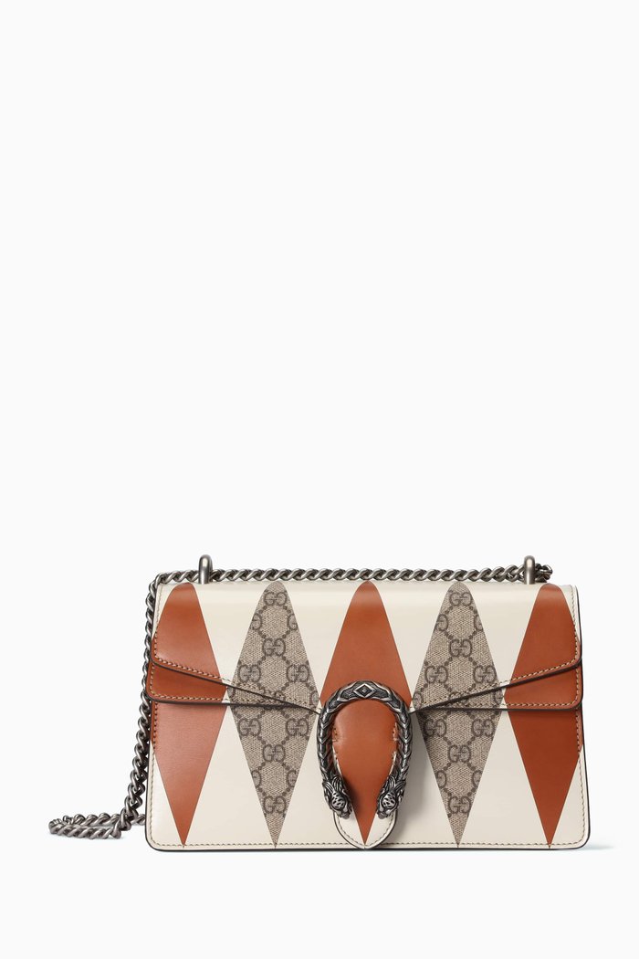 

Dionysus Small Shoulder Bag in GG Supreme Canvas & Leather, Brown