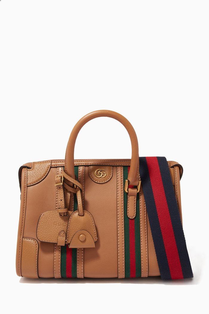 

Bauletto Small Tote Bag in Smooth Leather, Neutral