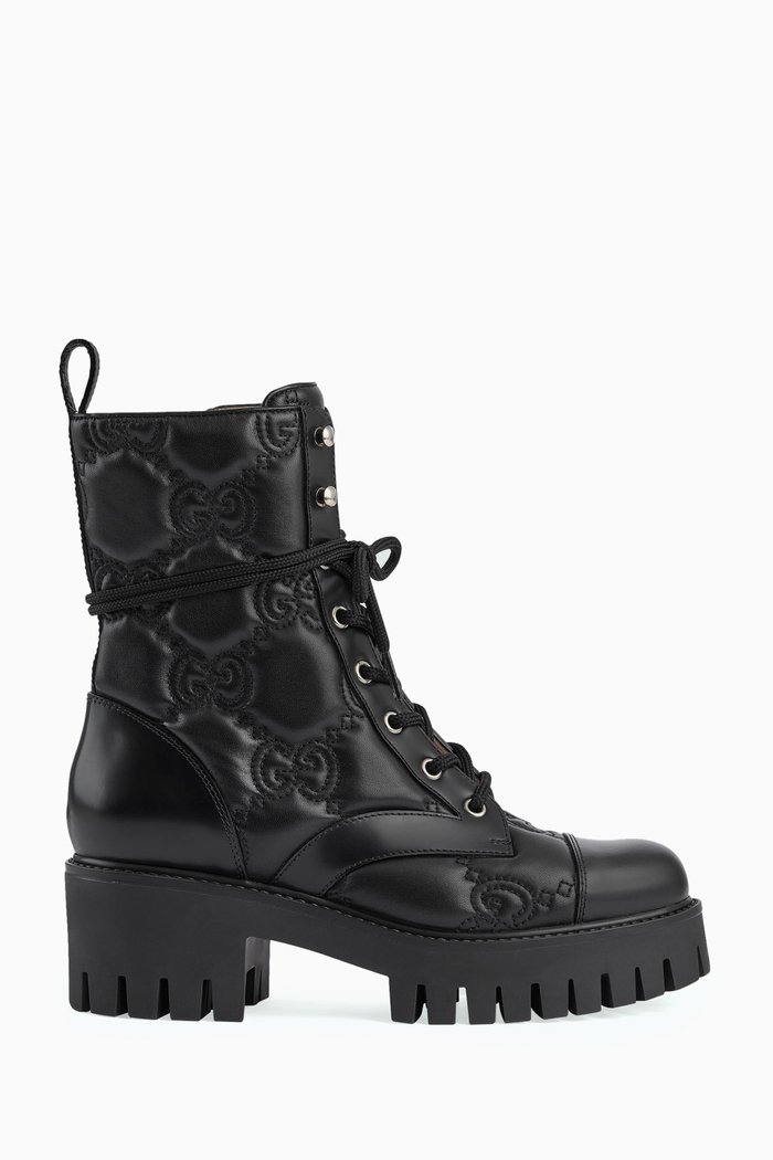 

Lace-up Boots in GG Quilted-leather, Black