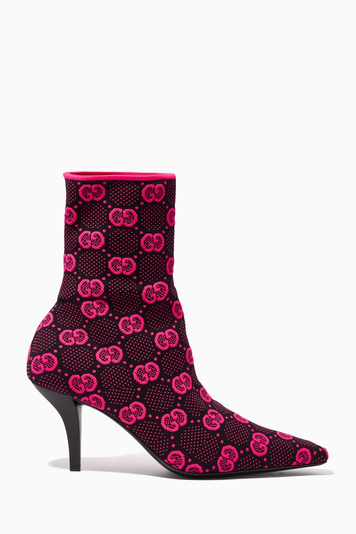 Ankle Boots in GG Knit, Pink