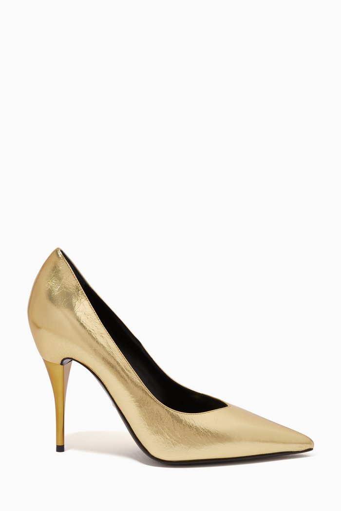 

105 Pumps in Metallic Leather, Gold