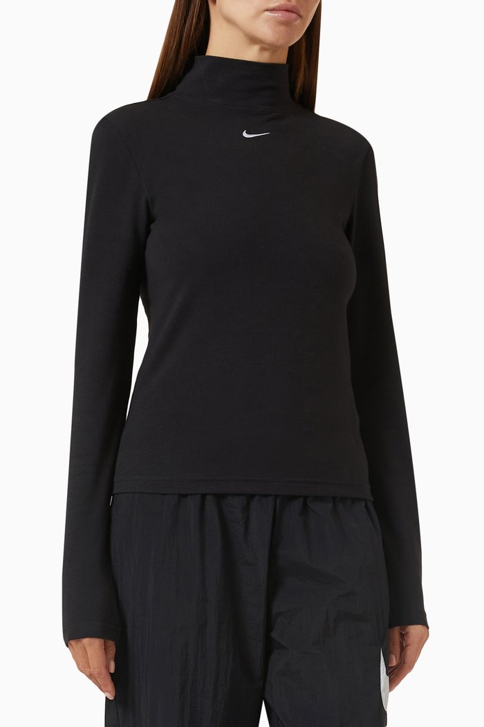 

Sportswear Essential Mock Top in Jersey, Black
