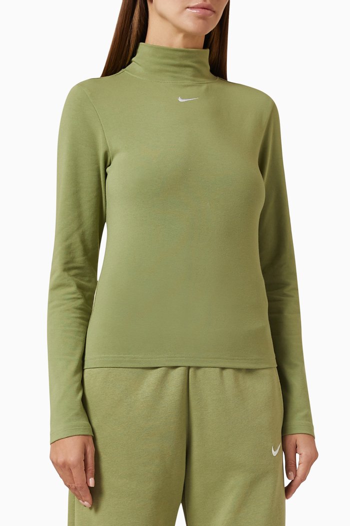 

Sportswear Essential Mock Top in Jersey, Brown