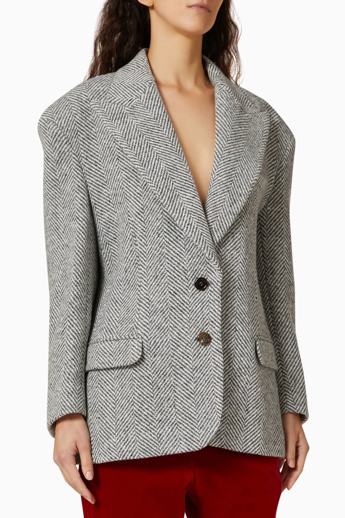

Padded Shoulder Jacket in Wool, Grey