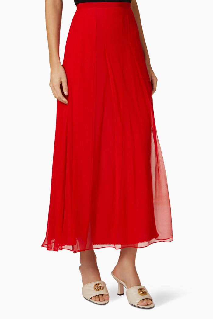 

Maxi Skirt in Silk Chiffon, Red