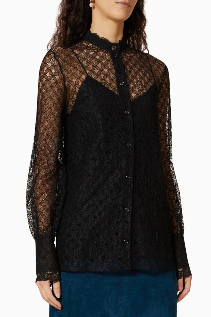 

GG Geometric Shirt in Lace, Black