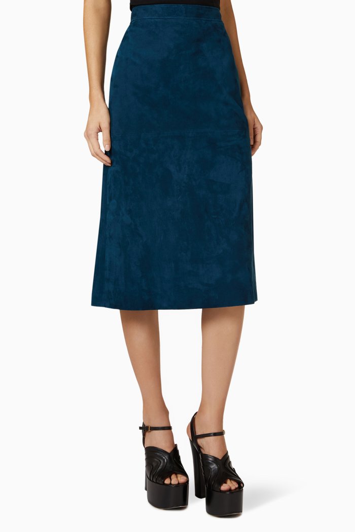 

Midi Skirt in Suede, Blue