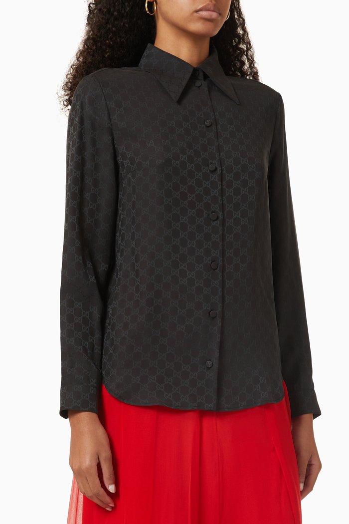 

GG Shirt in Silk-crêpe, Black