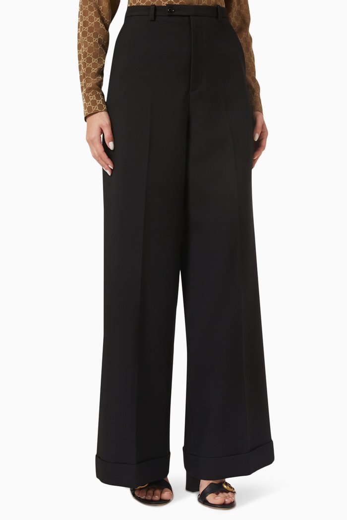 

Wide-leg Pants in Wool, Black