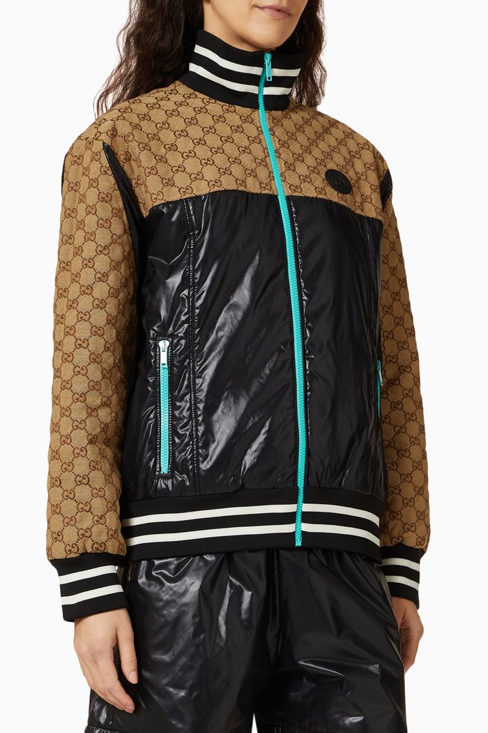 

GG Monogram Zip Jacket in Canvas & Nylon, Multicolour