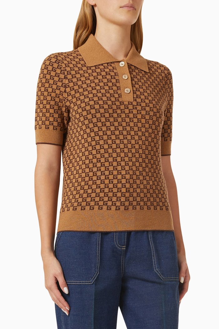 Square G Top in Wool-jacquard, Brown