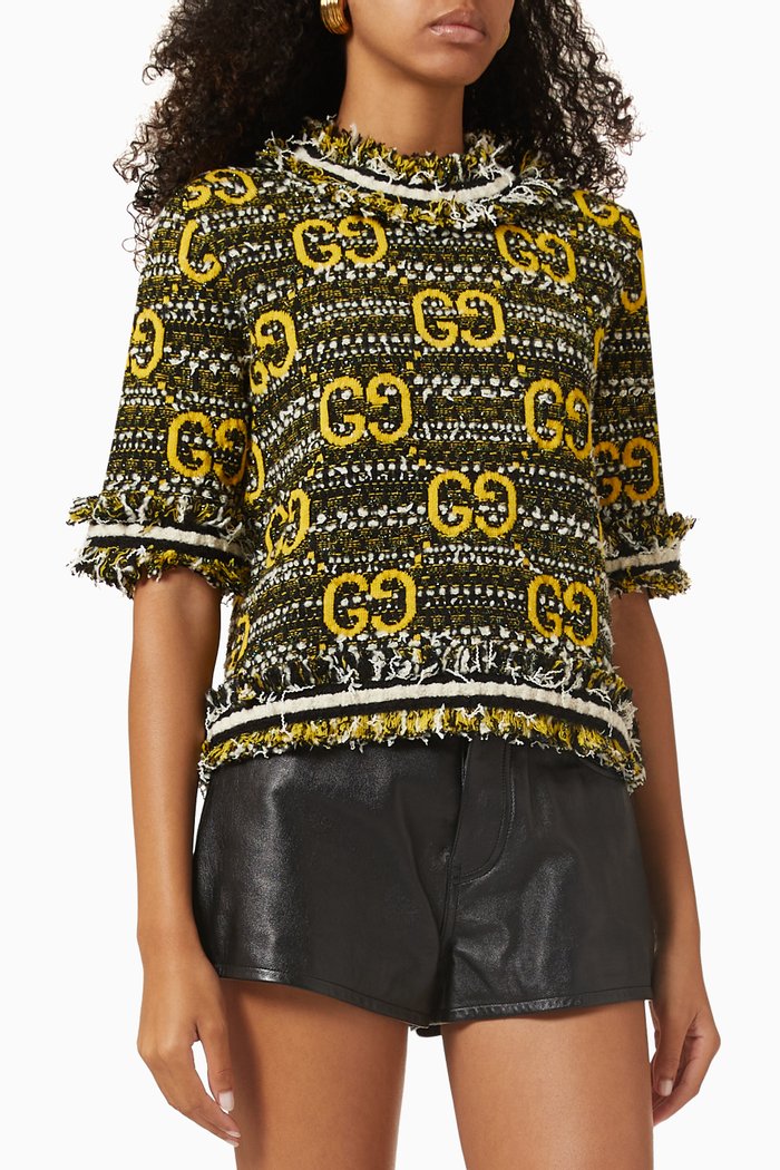 

GG Fringe-trim Top in Wool-knit, Multicolour