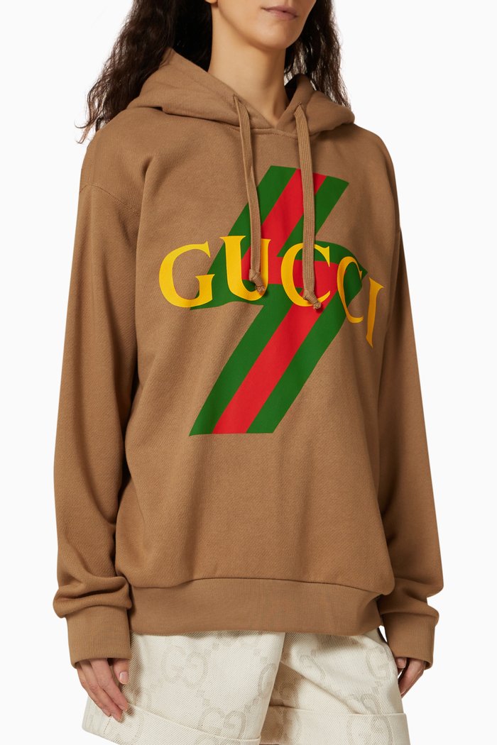 

Logo Web Lightning Hoodie in Cotton-jersey, Brown