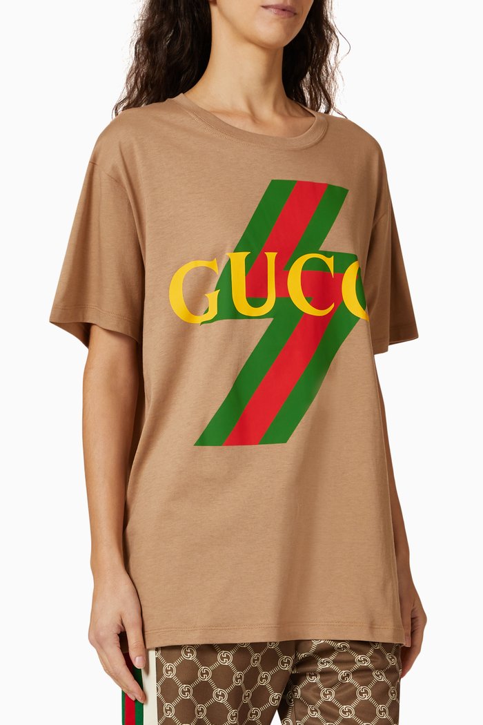 

Logo Web Lightning T-shirt in Cotton-jersey, Brown