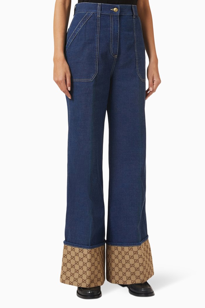 

GG Cuff Jeans in Denim, Blue
