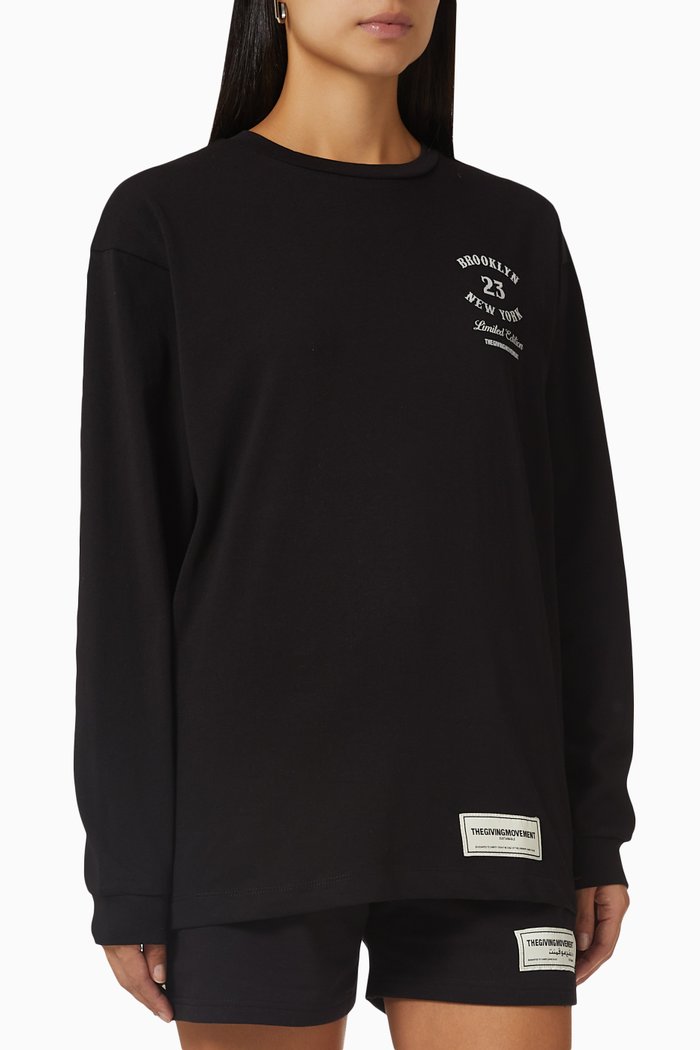 

NY Long-sleeve T-shirt in Organic Cotton, Black
