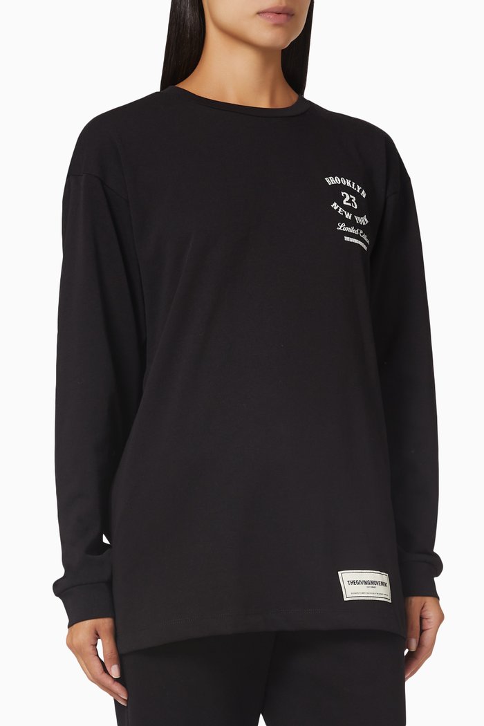 

NY Long-sleeved T-shirt in Organic Cotton-blend, Black