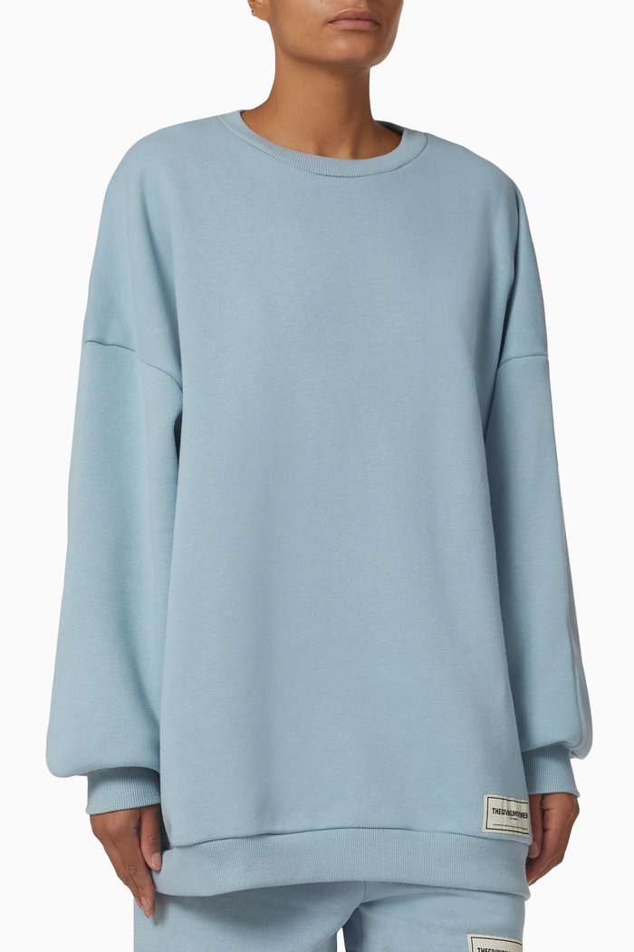 

Super-oversized Sweatshirt in Organic Fleece, Blue