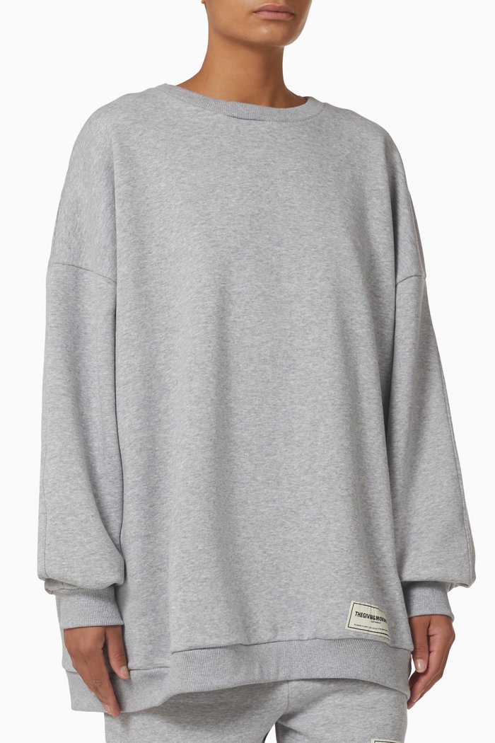 

Super-oversized Sweatshirt in Organic Fleece, Grey