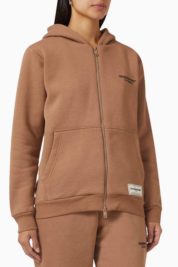 

LA Print Zip Hoodie in Organic Fleece, Neutral