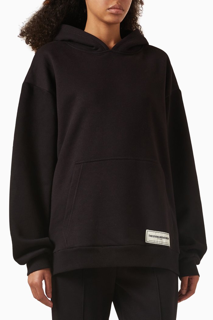 

Modest Oversized Hoodie in Organic Fleece, Black
