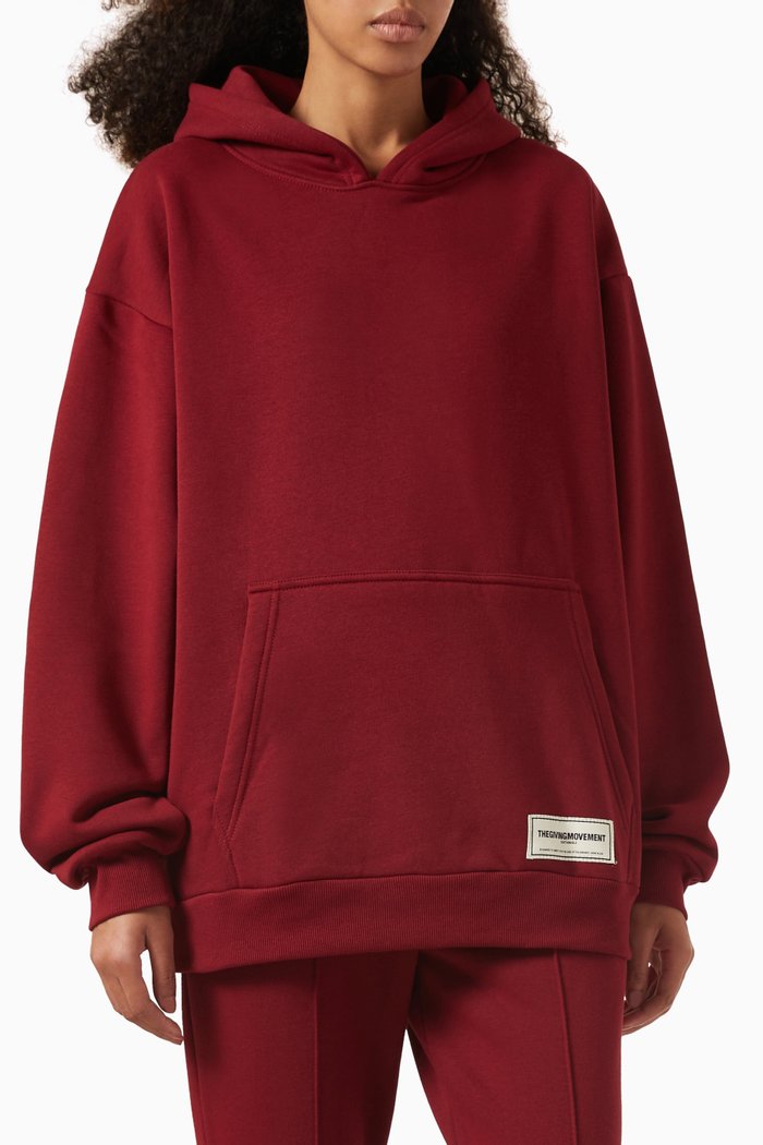 

Modest Oversized Hoodie in Organic Fleece, Burgundy
